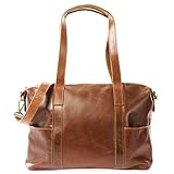  LECONI Shopper Vintage-Look Damen Henkeltasche Schultertasche Echt-Leder Natur Damentasche Ledertasche Umhängetasche Handtasche Leder 37x28x15cm braun LE0061-buf