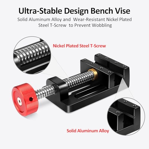 Image of ArtyMaster Mini Drill Press Vise with Rubber Soft Jaws, 0-2.48 inch Clamping Range Mini Vice Clamp for Crafts, Jewelry Making, Modeling and Repairs, Precision Aluminum Small Vise for Small Projects