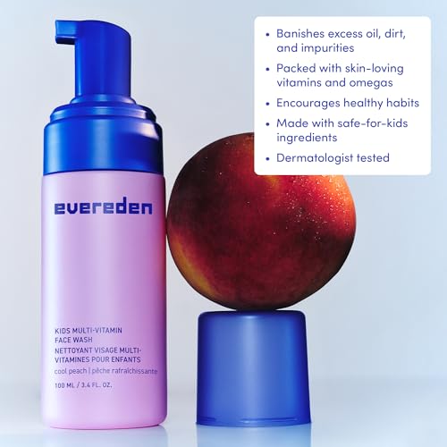 Image of Evereden Kids Face Wash, Dermatologist-Tested, EWG Verified, Peach, 2-Pack