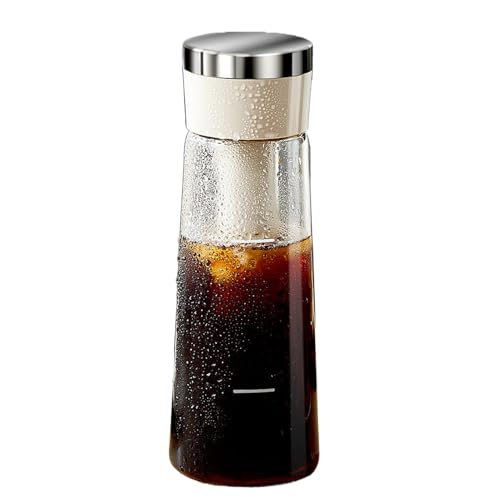 IJskoffiezetapparaat - Koud Gebrouwen Koffiezetapparaat | IJsthee-infuserkan Met Persmechanisme | Densidad luctosa Afsluiting, Duurzame Glazen Karaf | Drankbrouwer Met Brede Opening En Verwijderbaar