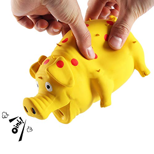 Squeaky Pig Dog Toys, 2 Pack Grunting Pig Dog Toy That Oinks Grunts For Small Medium Large Dogs, Durable Rubber Pig Squeaker Dog Puppy Chew Toys, Latex Interactive Squeak Funny Cute Dog Toy Set #TOP2