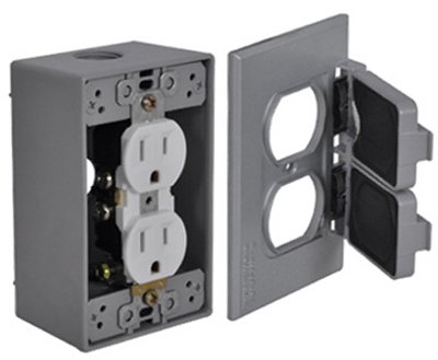 Gray Duplex Electrical Outlet Kit with Cover & Mounting Hardware