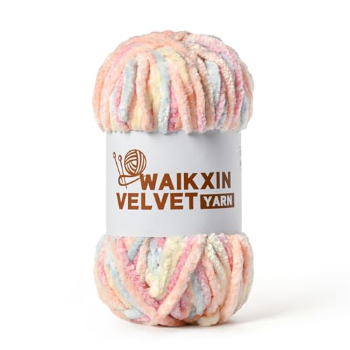 Image of Chunky Chenille Yarn for Crocheting, Baby Yarn for Crocheting Soft, Plush Velvet Yarns, 100g (87.4 yds) Fluffy Yarn for Crochet Amigurumi (Spring Flowers)