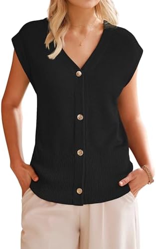 Arach&Cloz Women's Wool Blend V Neck Button Down Summer Business Casual Sweater Vests 2026