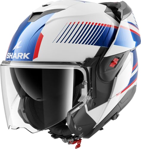 Shark, Casque Moto Modulable OXO SIKTER White Chrome Blue WUB, M