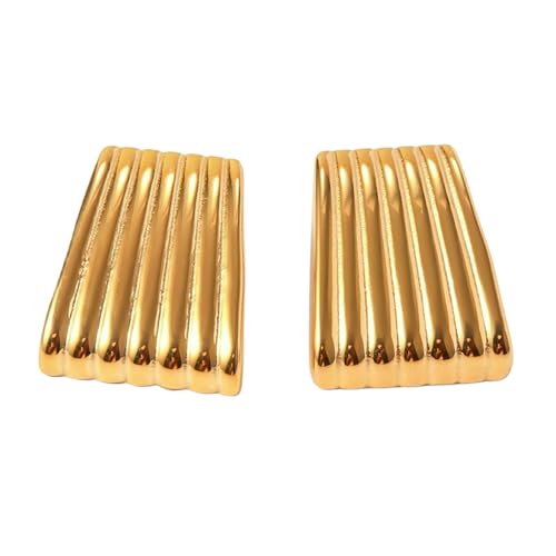 Gold Ribbed Statement Earrings – Sleek Lightweight Jewelry for Women