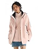 Venzina® Women's 3-in-1 Thermal Jacket I Windproof & Water-Resistant Graphene Heating Winter CoatFleece-Lined Jacket for Hiking, Camping, Skiing & Daily CommuteFashion-Forward Outdoor Wear, Pink-XL