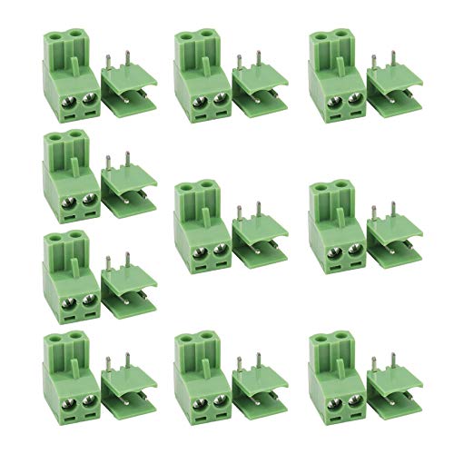 Glayent 10 Pcs 5.08mm Pitch 2-Pin Pluggable Screw Connection PCB Terminal Block Right Angle