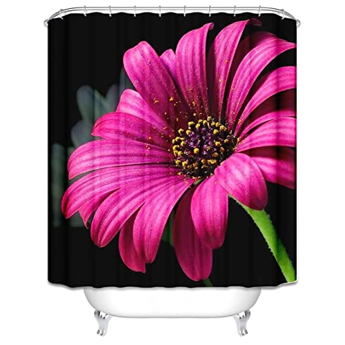 Rideau douche imperméable motif rose rouge en polyester KnSam - 3