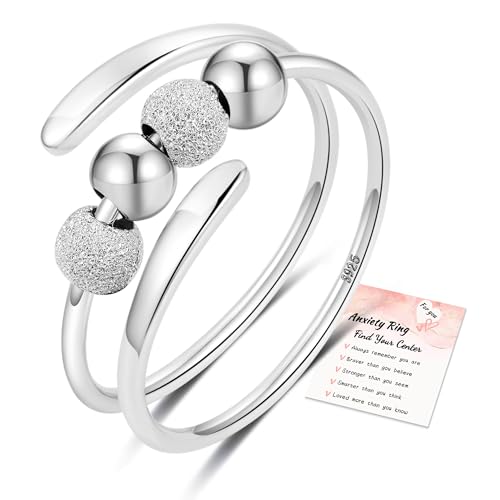 Bague anti-stress femme en argent 925 le cadeau d'anniversaire idéal contre l'anxiété