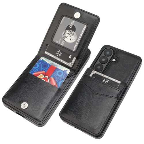 KIHUWEY for Samsung Galaxy S26 Case Wallet with Credit Card Holder Flip Premium Leather Magnetic Clasp Kickstand Heavy Duty Protective Cover for Samsung Galaxy S26 6.3 (Black)