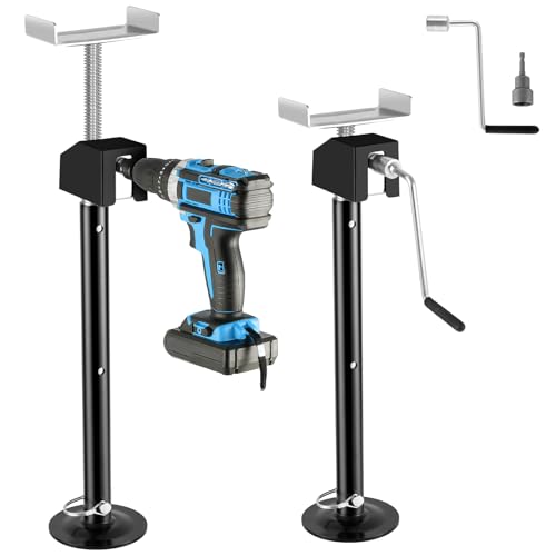 BYERN AUTO RV Slide Out Support Jacks Set of 2 Heavy Duty Camper Stabilizer Jacks Support Up to 5000 lbs Adjust 2049 Height by Power Drill or Handle Slide Out Stabilizers for RV Travel Trailer