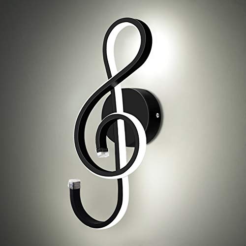 Image of Kawell 22W Indoor LED Wall Light Modern LED Wall Sconce Light Creative Wall Lamp LED Music Symbol Art Decoration for Bedroom Living Room Cafe Lounge Stairs Corridor, Black 6000K