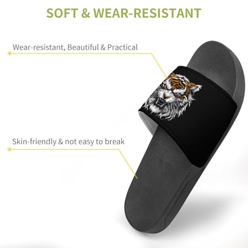 Angry Tiger Head Non Slip Slides Sandals for Women Men Quick Drying Shower Shoes for Bathroom Pool Beach3