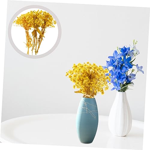 Ramo de flores secas baby breath decorativo amarillo miniatura 6