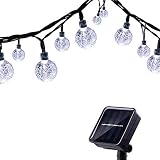 Tuokay, Solarne oświetlenie ogrodowe, łańcuch świetlny z kulką, wodoodporny, 6 m, 30 diod LED, 8 trybów migotania, dekoracyjne łańcuchy świetlne do domu, pawilonu, patio, trawnika, ozdoba ślubna