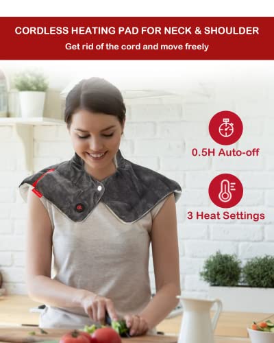 Comfytemp Cordless Heating Pad For Neck And Shoulders, Heatplus™ Weighted Heating Pad For Neck With 10000Mah Battery Fast Charge Pd Qc2.0, 3 Heat Settings, Electric Heat Pad For Pain Relief -16"X20" #TOP1