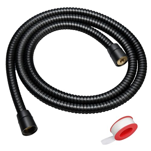 Blissland Shower Hose Extra Long 59 Inches Handheld Shower Head Hose with Brass Insert and Nut - Durable and Flexible - Black