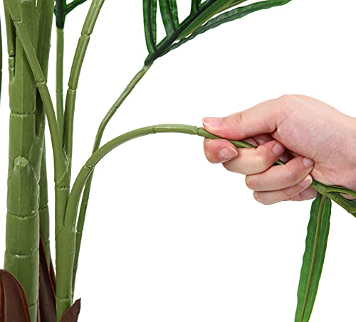 Ferrgoal Artificial Plants Fake Plant Areca Palm Tree Plant in Pot Fake Yellow Palm 5.2 Feet Faux Plants for Home Office Indoor Outdoor Modern Decor Housewarming Gift 2 Pack