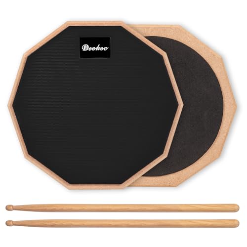Deekec Drum Practice Pad 8 Inches for Drumming Silent Practice Drum Pad 2-Sided With 5A Drum Sticks...