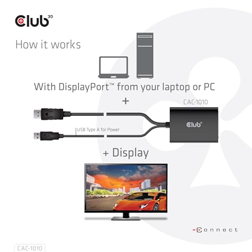 Club 3D CAC-1010 DisplayPort to DVI Dual-Link DVI-D Active Adapter for Your Monitor/Display - USB A Powered – 2560x1600 Resolution HDCP Supported NOT for Apple Cinema Monitors, Black - Thumbnail 6