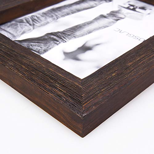 Eosglac Rustic Picture Frame 5X7, Weathered Dark Brown Reclaimed Look Wooden Photo Frame, Tabletop Or Wall Mounting Display #TOP5
