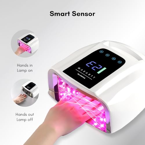 Makartt UV LED Nail Lamp – Fast Curing UV Light with Handle Nail Dryer with 42 Beads 4 Timers Cordless Rechargeable Design LCD Touchscreen & Smart Sensor(White) — view 6
