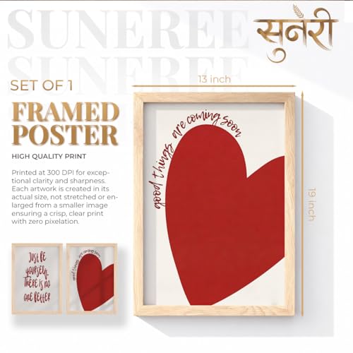 Image of Suneree Motivational Quotes Wall Art Set of 2 Framed Paintings | Inspirational Poster Just Be Yourself Good Things Coming | Bedroom Living Room Home Decor (Art 4, 13x19 Inches)