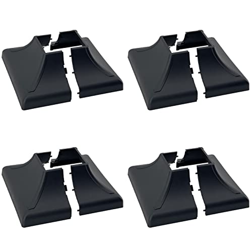 Interlocking Myard Post Cover Skirt Shoe for 1.5x1.5 Inch Post with 4.5x4.5 Inches Base Mounting Plate - Fast Install on Feet of Porch, Stair Handrail, Railing, Fence (4-Pack, Black)