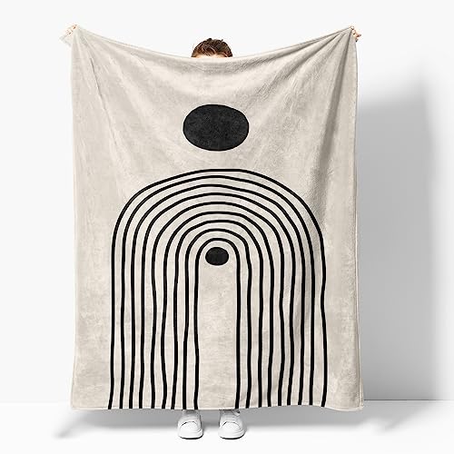 Reateforin Boho Mid Century Blankets Orange Beige Throws Abstract Modern Aesthetic Bedding Minimalist Sun Leaf Soft Warm Bed Bedding Blankets for Couch Bedroom Sofa Office Cozy Flannel Blanket 30"X40"
