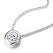 Stainless Steel 6.5mm Cubic Zirconia Round Solitaire Bezel Set Pendant Necklace with 20 Inches Chain