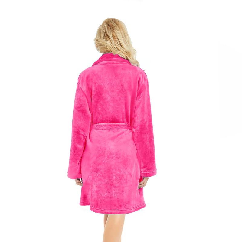 Image of U2SKIIN Women Fleece Robe, Short Cozy Plush Robes for Womens Soft Shawl Collar Warm Spa Bathrobe