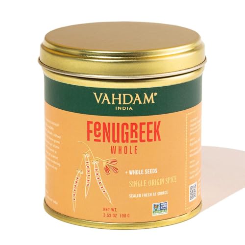 Image of VAHDAM, Fenugreek Whole Seeds (3.38oz /100g) 100% Raw, Gluten Free Fenugreek Whole Foods | Methi Seeds for Cooking | Direct from Source