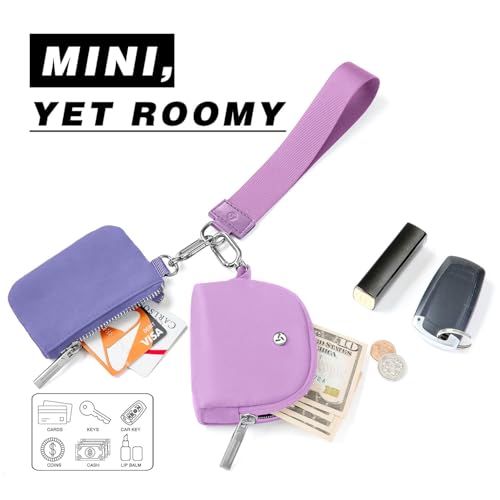 Image of Dual Pouch Wristlet Wallets for Women, Mini Zip Around Wristlet Wallet, Double Pocket Wrist Wallet Portable Coin Purse Zipper, Gift for Women Mom Girl Friend Sister Her Wife Daughter Girlfriend
