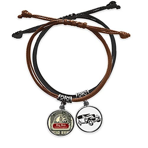 Bracelet cuir minibus de Londres fabriqué avec des finitions en maille chaîne de qualité
