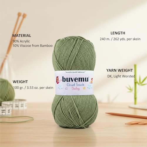 Image of Cloud Touch Baby - DK Weight Soft Anti-Pilling Yarn for Baby Clothes, Blankets & Amigurumi Crochet & Knitting, 90% Acrylic 10% Viscose derived from Bamboo, 3.53 Oz / 262 Yards (Orange, 1 Pack)