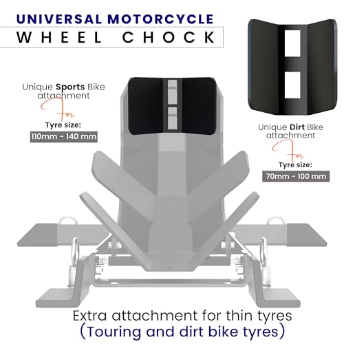 Image of GRAND PITSTOP Universal Wheel Chock for Motorcycle Stand for Trailer Completely Adjustable Detachable Foldable Wheel Chock (Black)