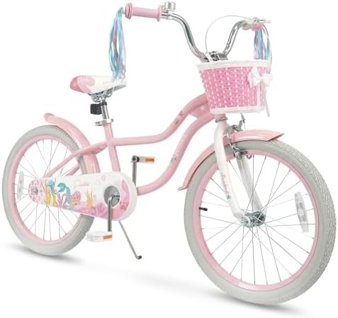 COSTWAY Mermaid Kids Bike, 12/14/16/18/20 Inch Toddler Bike w/Rem...