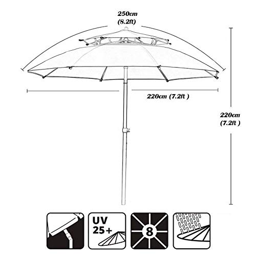 CLSDRZC Parasol exterior de doble techo con manivela para jardín 3