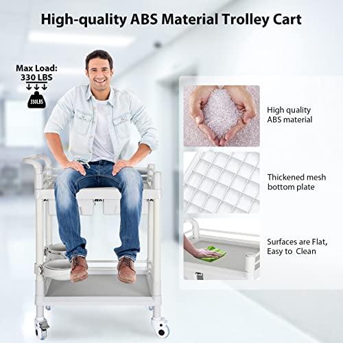 Medical Mobile Trolley Cart 2Shelf 330 LBS Max Load Rolling Utility
