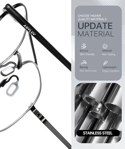 Image of ANYLUV Blue Light Glasses for Men, Circular Frame Single Brow Bridge Design Campus Style Glasses Anti Eyestrain for Screen