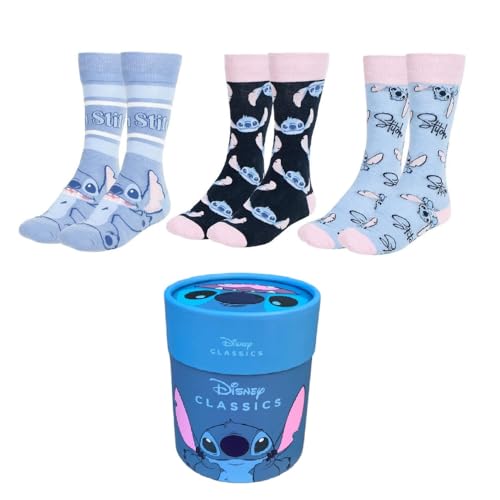 Chaussettes Stitch Disney dans leur boîte cadeau multicolore pour adultes