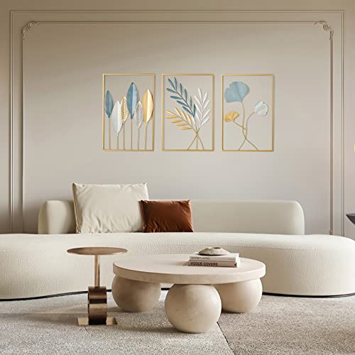 Image of Framing Hub - Golden Metal Wall decor (Set of 3 Leaves wall decor)