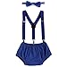 Baby Boys First Birthday Adjustable Y Back Elastic Clip Suspenders Cake Smash Outfit Tuxedo Pre-tied Bloomers Bowtie set