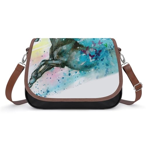 Sacoche en cuir pour femmes avec motif cheval | Sac à main bandoulière