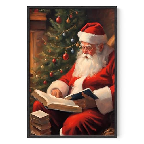 HAUS AND HUES Santa Claus Christmas Holiday Wall Art Decor - Made in the USA - Unframed 24x36 (Santa)