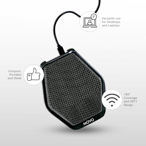 Microfone USB de conferência Movo MC1000 para computador desktop e laptop com alcance longo de 180°