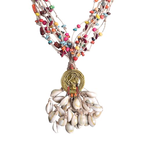 Image of AAKRITI ART CREATIONS Boho & Tribal Handcrafted Necklace Collection | Jute, Wooden & Brass Pendant Designs | Ethnic Collar, Loop & Statement Jewelry for Women | Artisan Festival & Everyday Wear