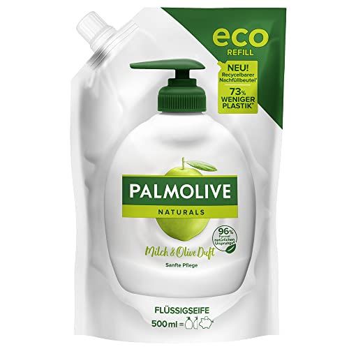 Palmolive Naturals - Recharge de savon Ă l'olive et au lait - 500 ml - Savon liquide pour les mains pour un nettoyage en douceur des mains