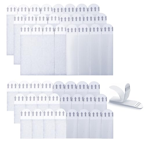 24 Paires (48 Bandes) Languette Accroche Tableau, Accroche Tableau sans Percer, S/L Bandes de Suspension Résistantes à l'Eau Amovibles Fixations pour Accrocher des Cadres, Accrocher Décos de Noël